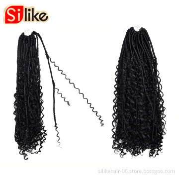 Wholesale Black 20 Inch Hippie Locs Boho Style Faux Locs With Curly Hair Goddess Locs Crochet Synthetic Braids Hair Extensions